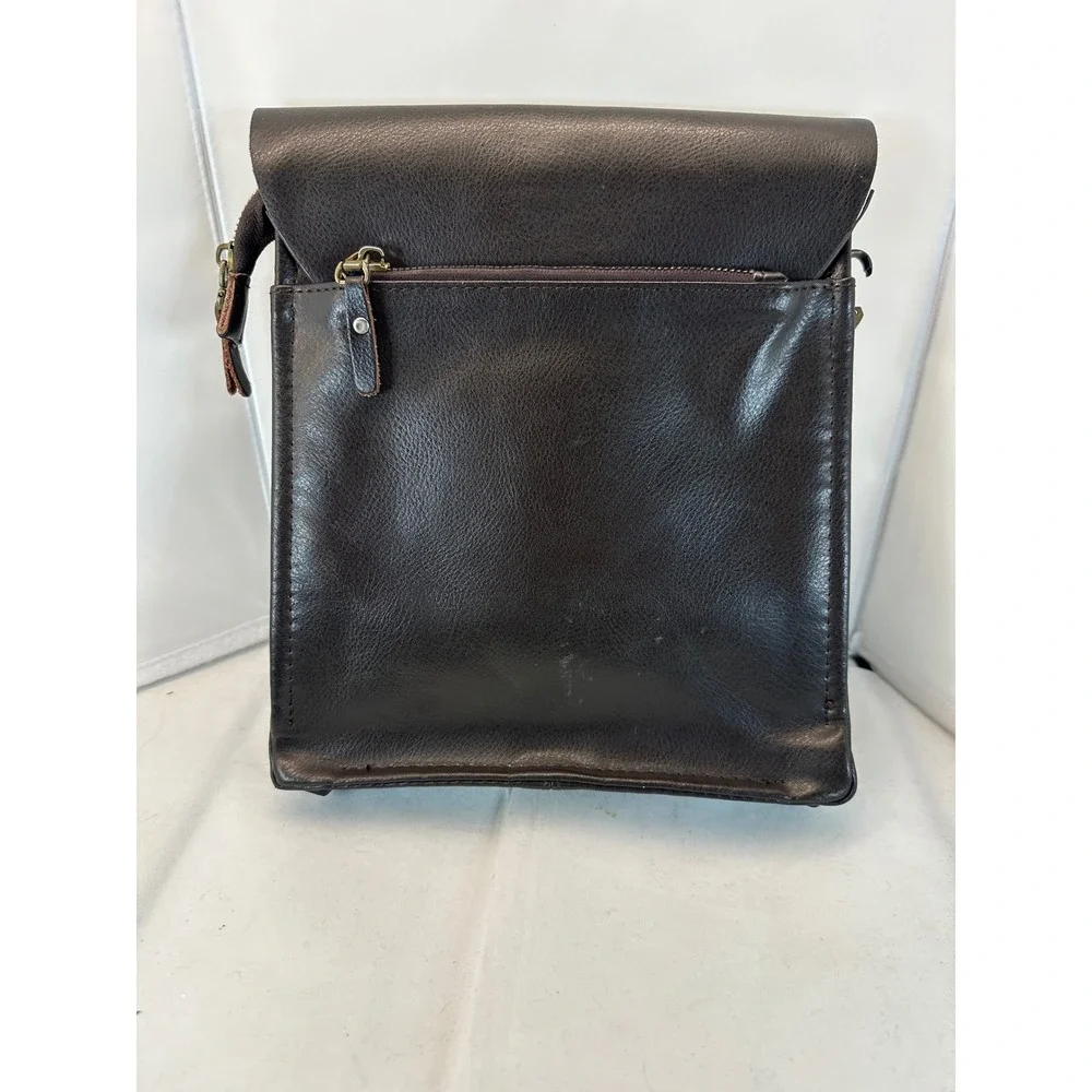 Polo Jeans Messenger Bag Brown Leather Flap Crossbody Travel‎ Small